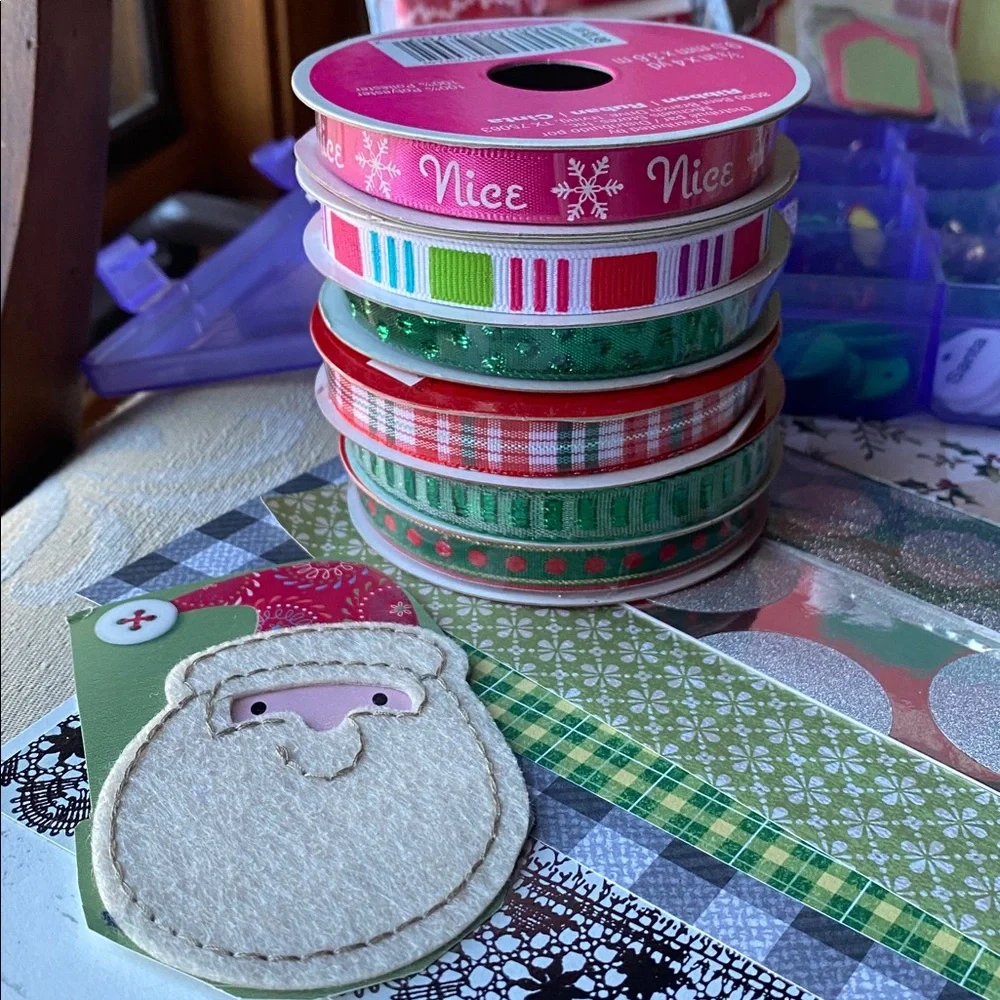 Christmas Junk Journal Kit Scrapbook Paper Ribbons Embellishments Craft Bundle